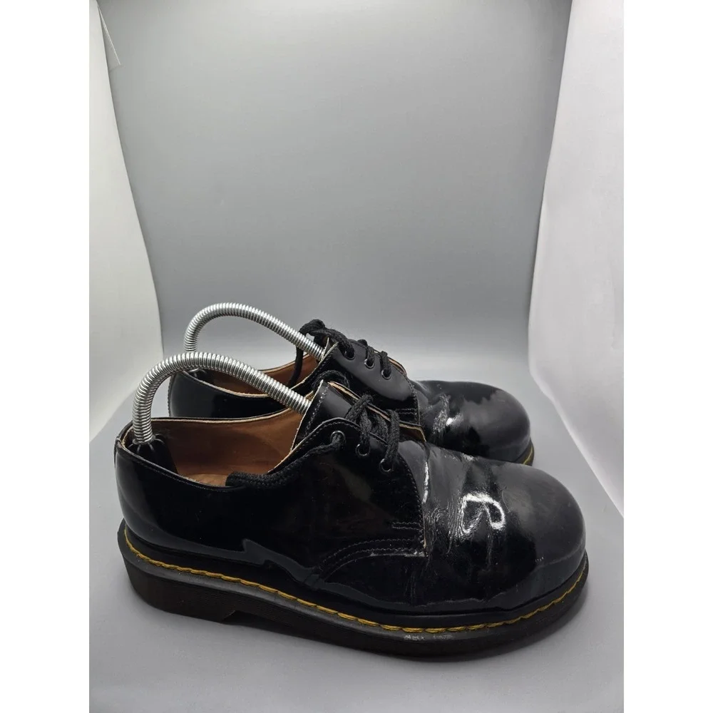 Dr. Martens 1461 Black Patent Leather 3-Eye Lace Up‎ Plain Toe Oxford Womens 8